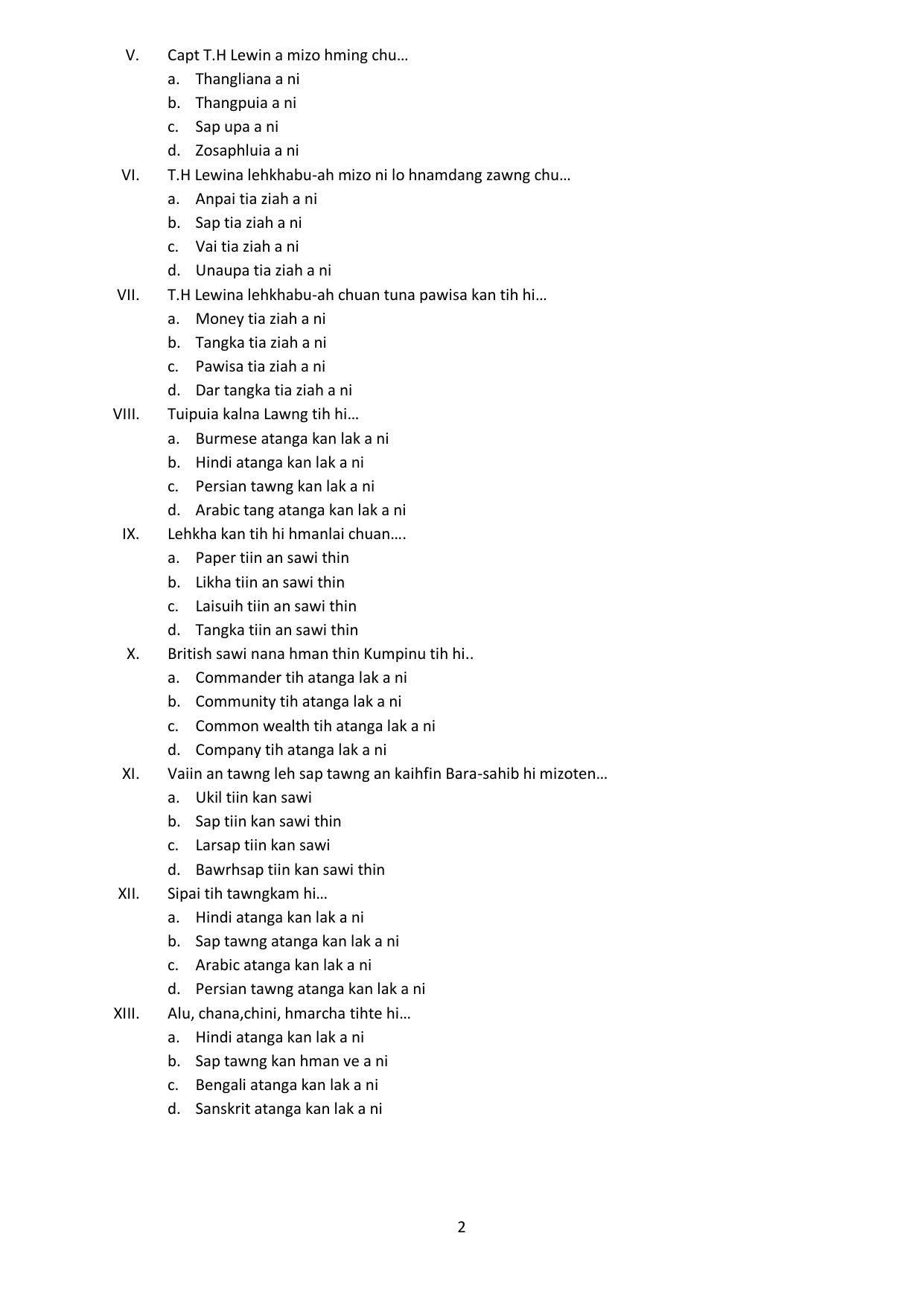 CBSE Class 12 Mizo Sample Paper 2023 - Page 2