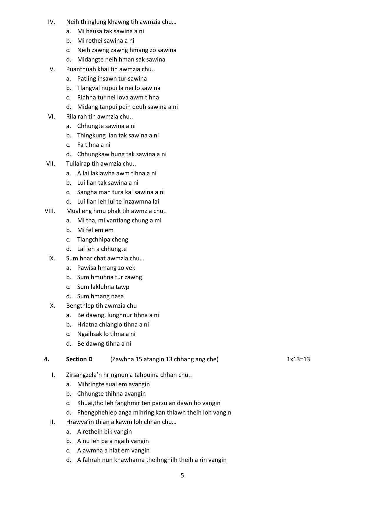 CBSE Class 12 Mizo Sample Paper 2023 - Page 5