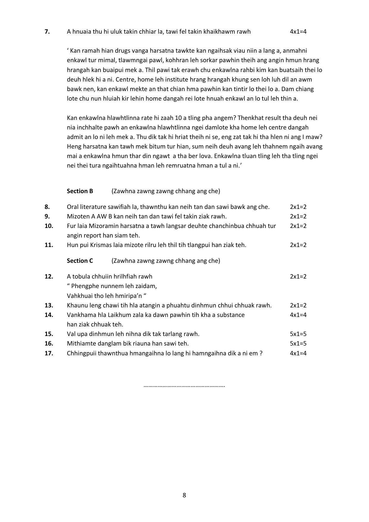 CBSE Class 12 Mizo Sample Paper 2023 - Page 8