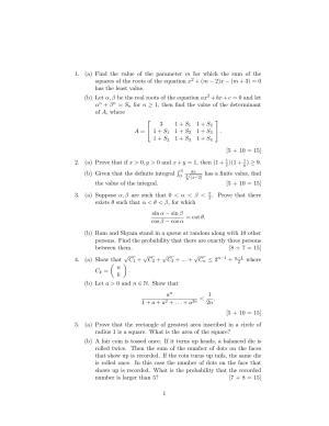 ISI Admission Test M.S.(QMS) QMB 2018 Sample Paper