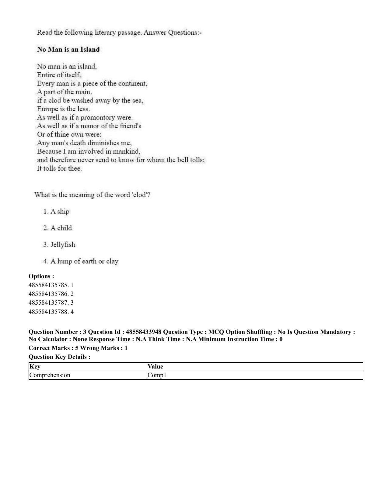 CUET 2023 English Kannada Shift 3 Question Paper - 18 June 2023 - Page 3