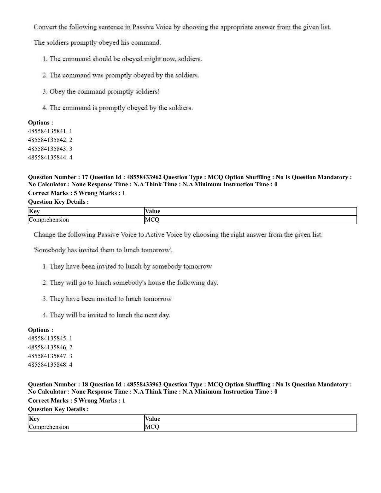 CUET 2023 English Kannada Shift 3 Question Paper - 18 June 2023 - Page 17