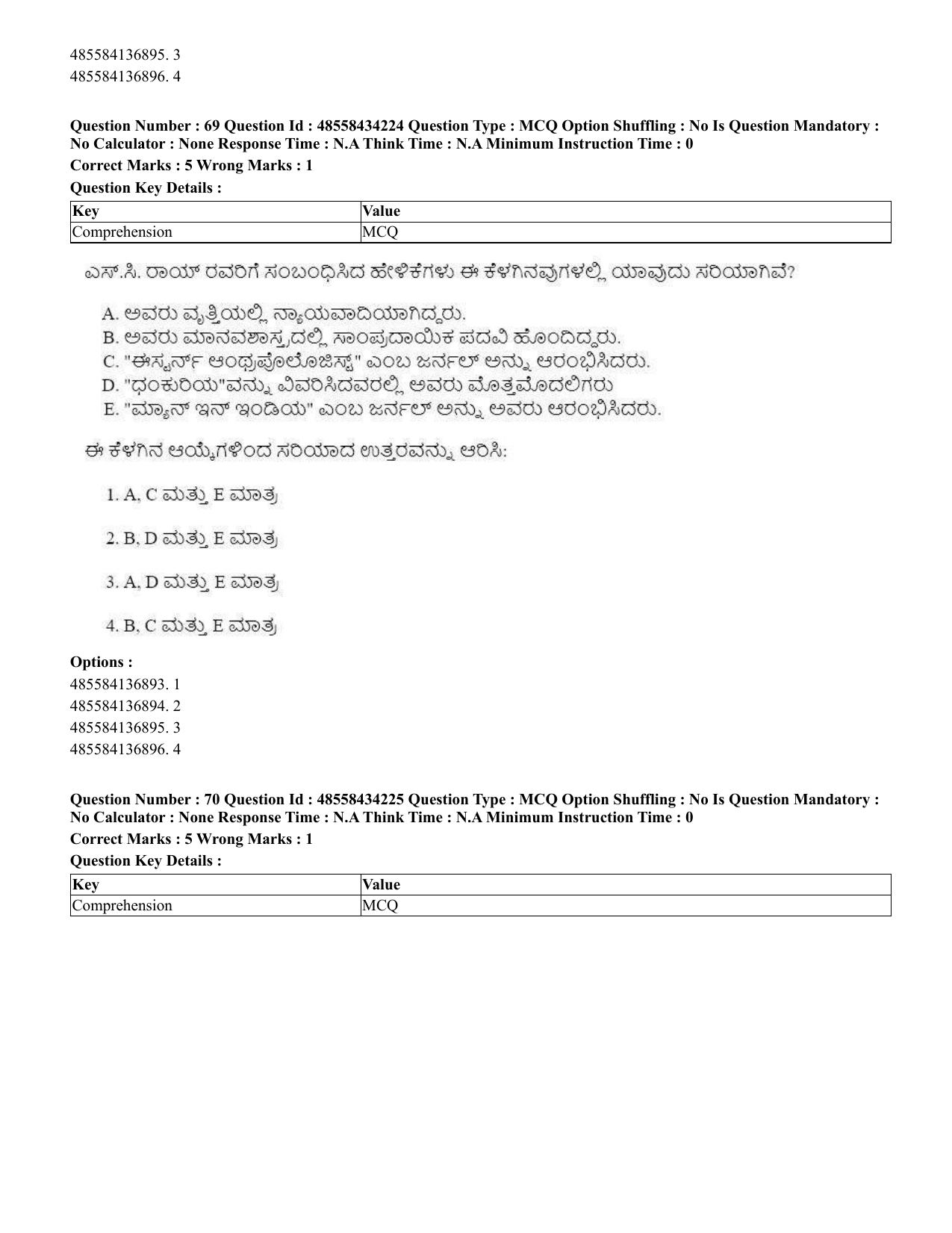 CUET 2023 English Kannada Shift 3 Question Paper - 18 June 2023 - Page 58