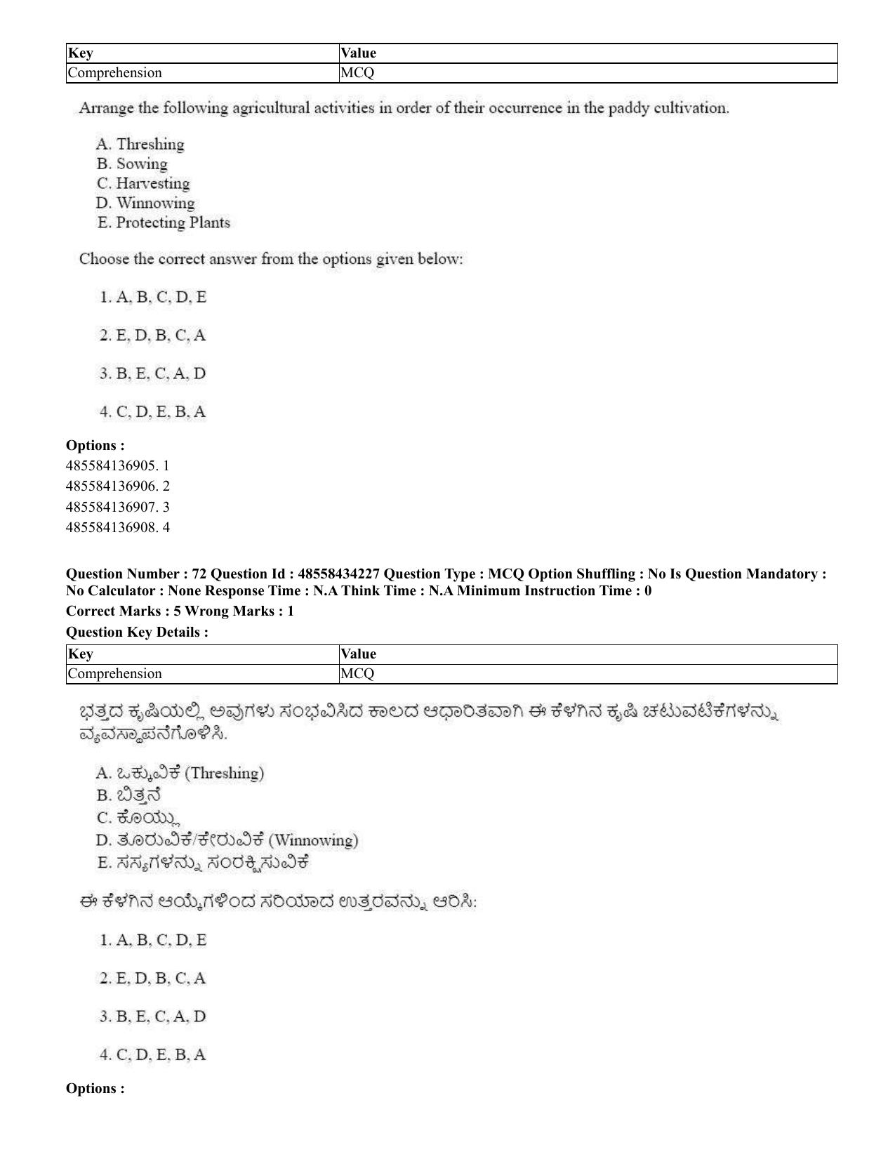 CUET 2023 English Kannada Shift 3 Question Paper - 18 June 2023 - Page 61