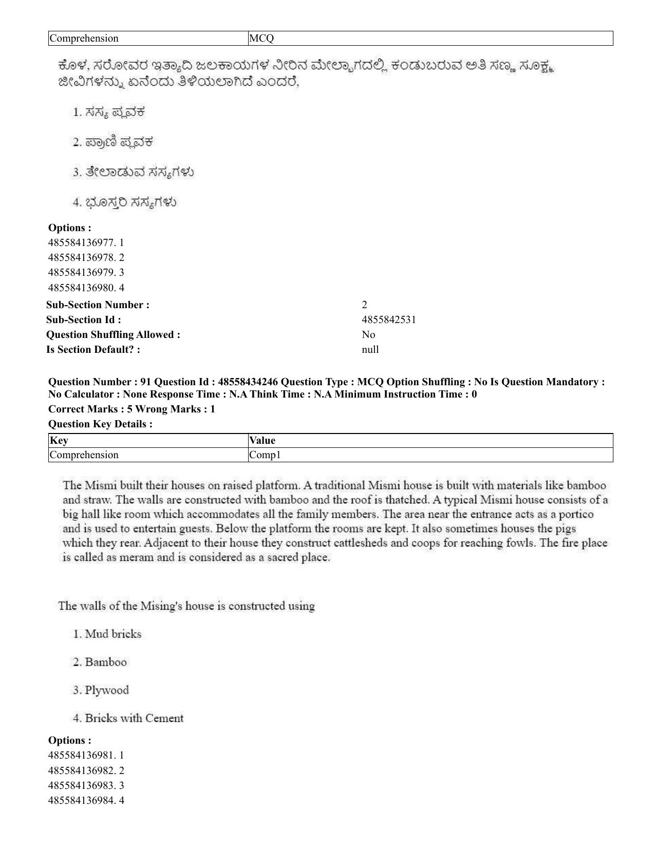 CUET 2023 English Kannada Shift 3 Question Paper - 18 June 2023 - Page 80