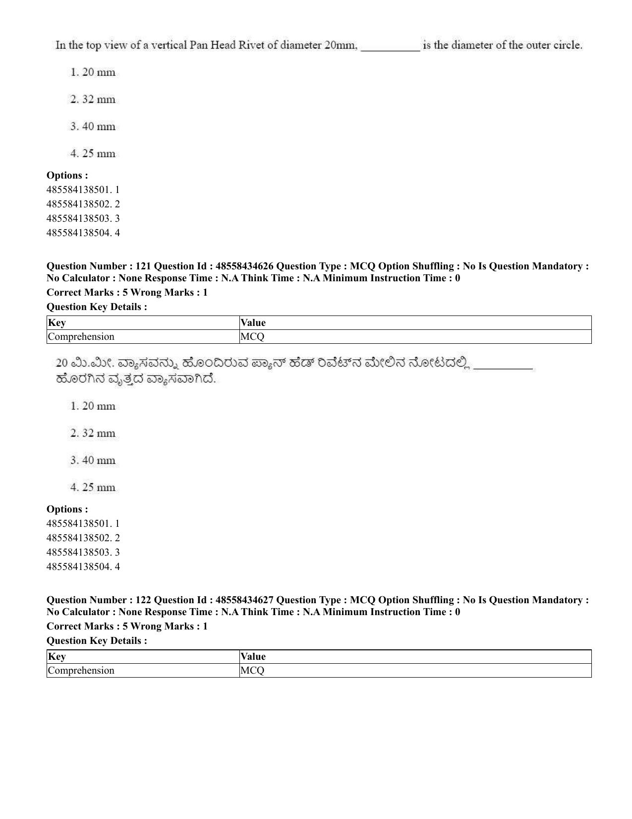 CUET 2023 English Kannada Shift 3 Question Paper - 18 June 2023 - Page 119