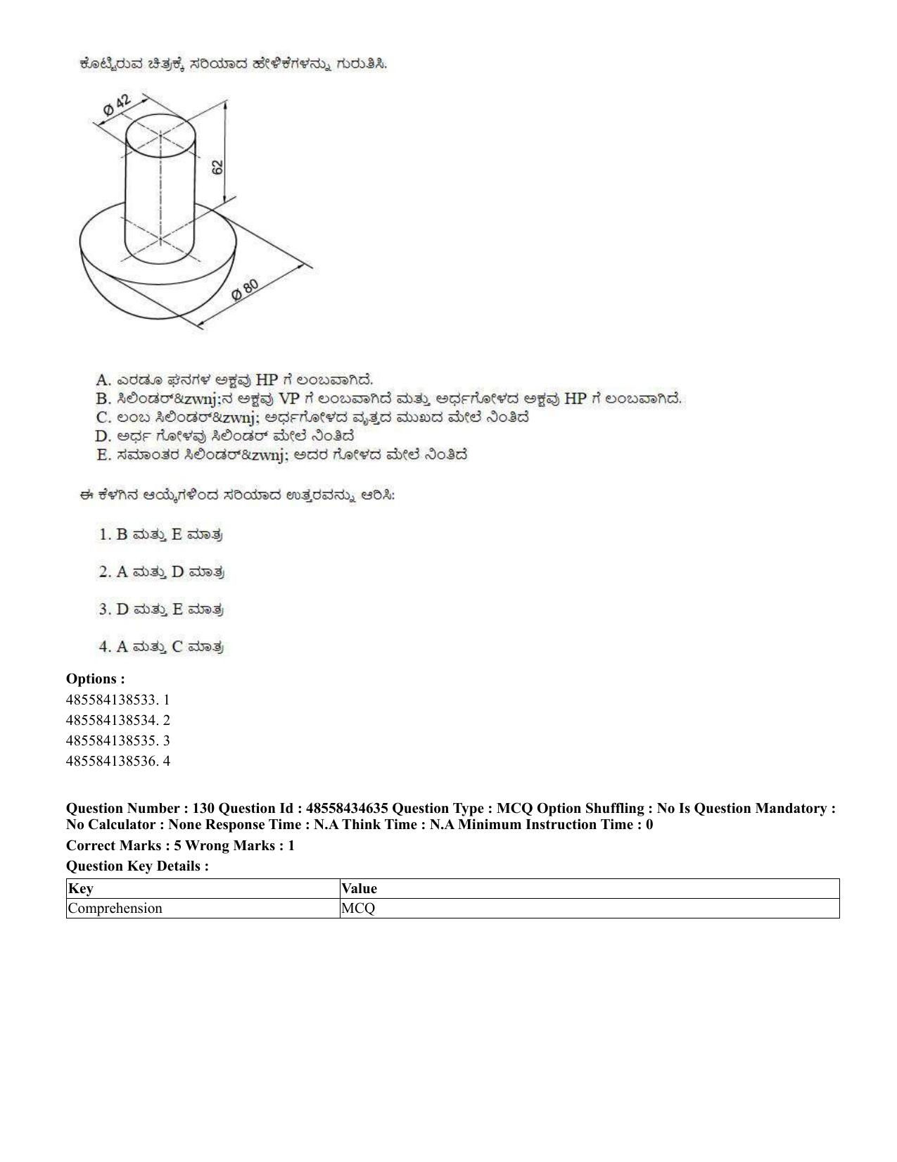 CUET 2023 English Kannada Shift 3 Question Paper - 18 June 2023 - Page 128