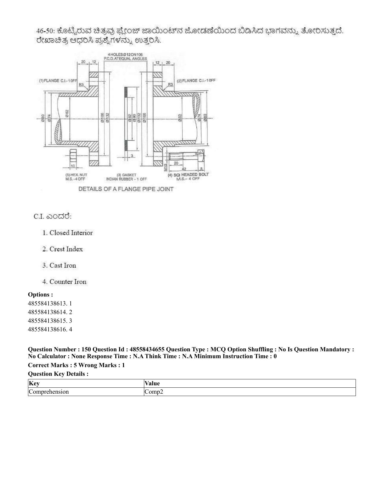 CUET 2023 English Kannada Shift 3 Question Paper - 18 June 2023 - Page 163