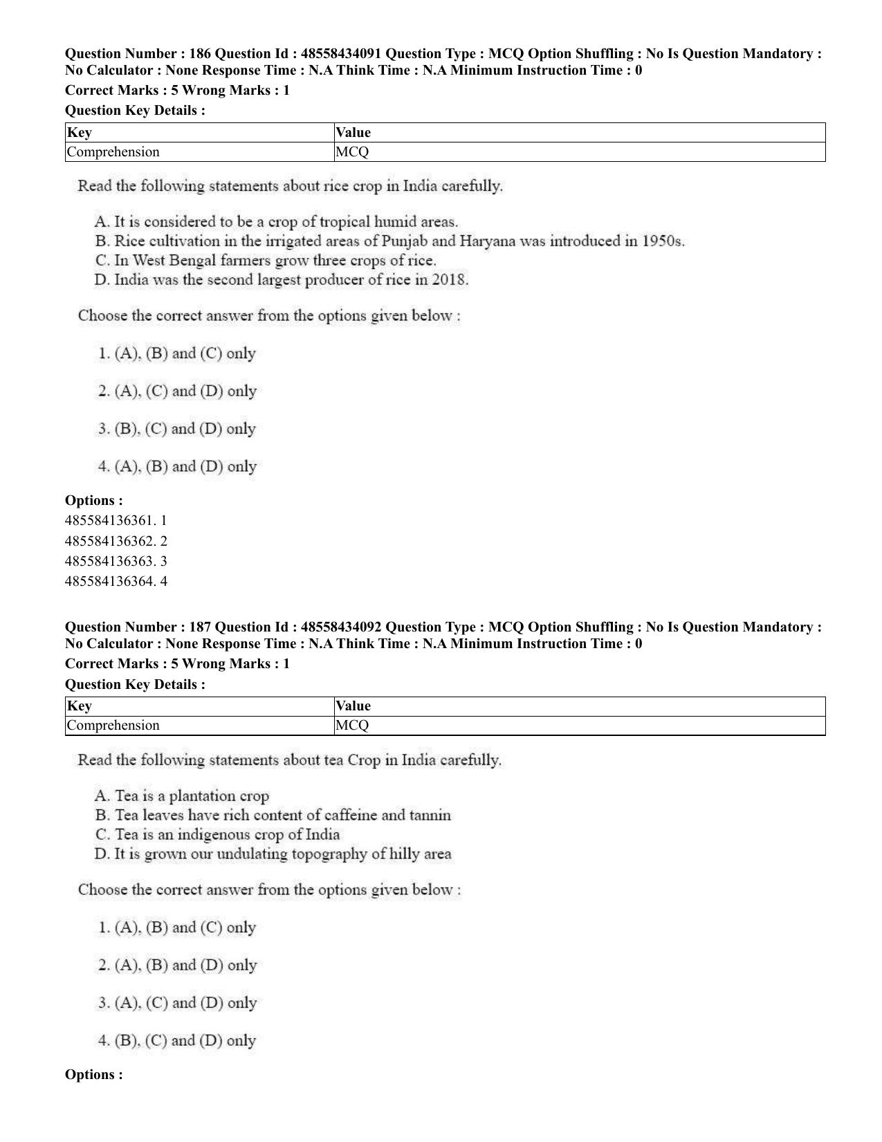 CUET 2023 English Kannada Shift 3 Question Paper - 18 June 2023 - Page 185