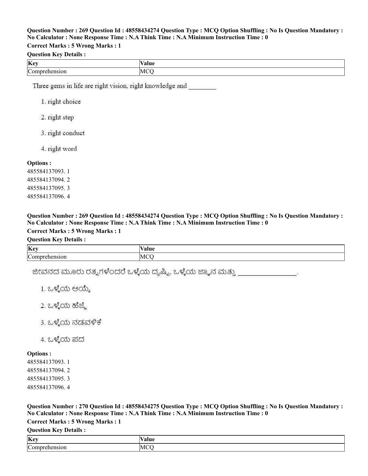 CUET 2023 English Kannada Shift 3 Question Paper - 18 June 2023 - Page 244