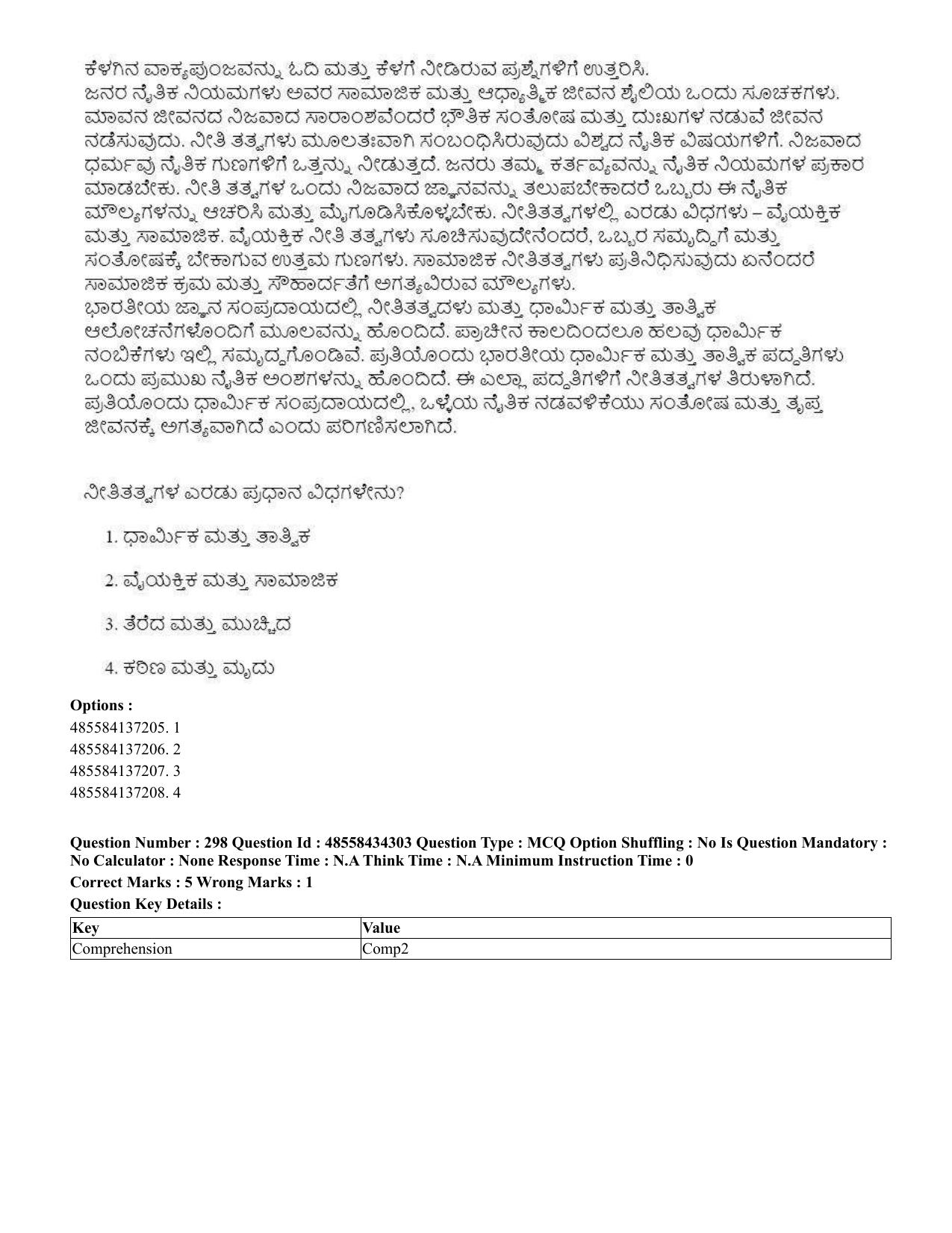 CUET 2023 English Kannada Shift 3 Question Paper - 18 June 2023 - Page 280