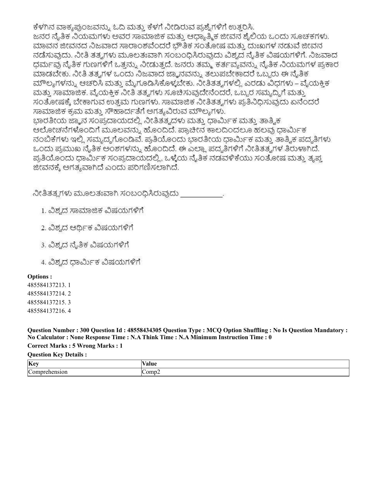 CUET 2023 English Kannada Shift 3 Question Paper - 18 June 2023 - Page 284