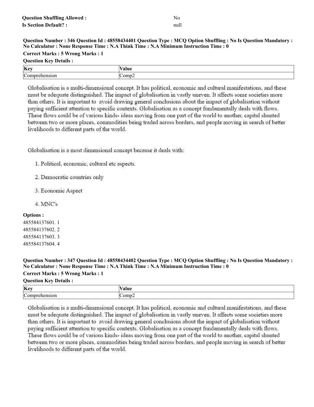CUET 2023 English Kannada Shift 3 Question Paper - 18 June 2023 - Page 311