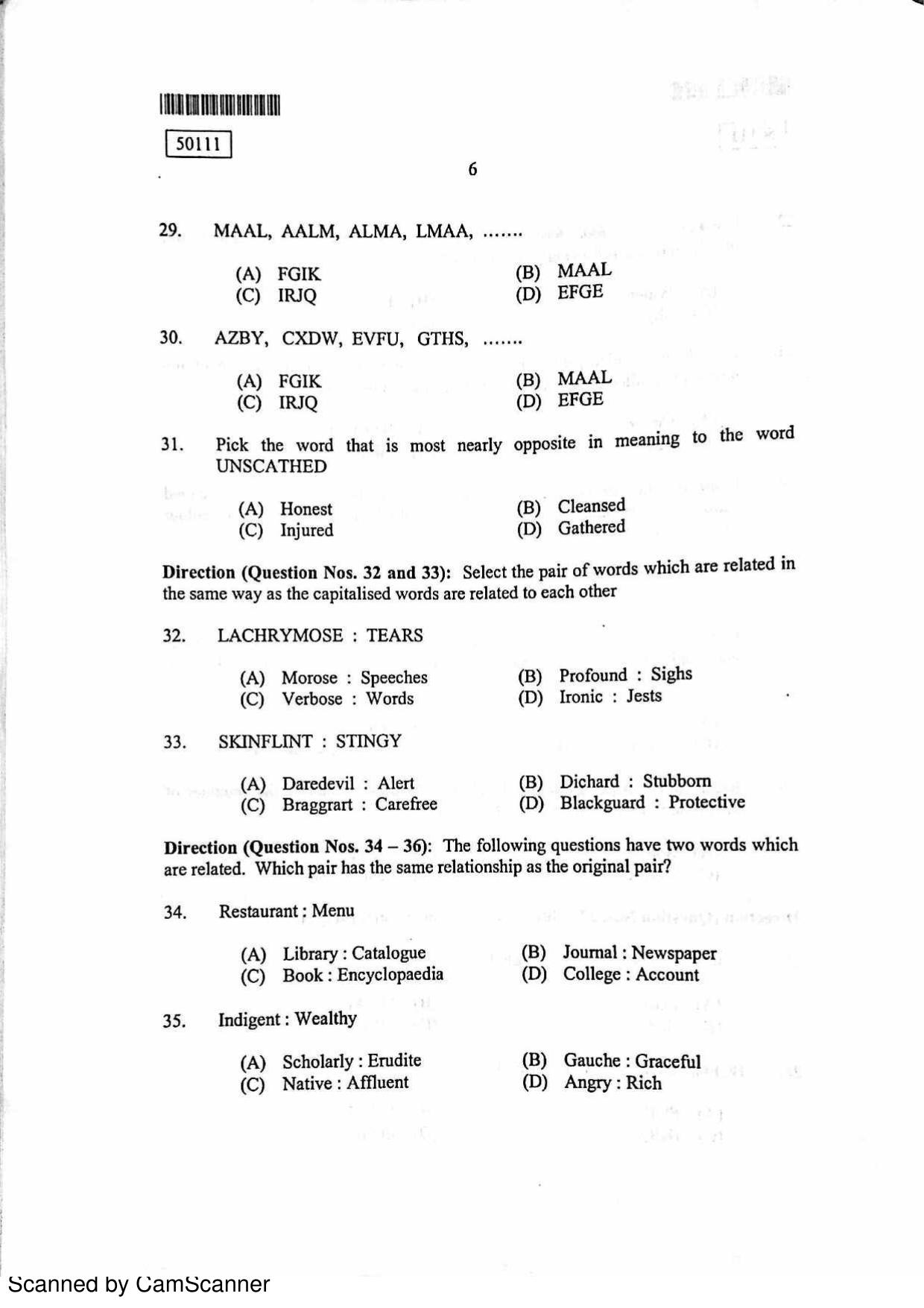 CUSAT CAT 2011 MCA Question Paper - Page 7