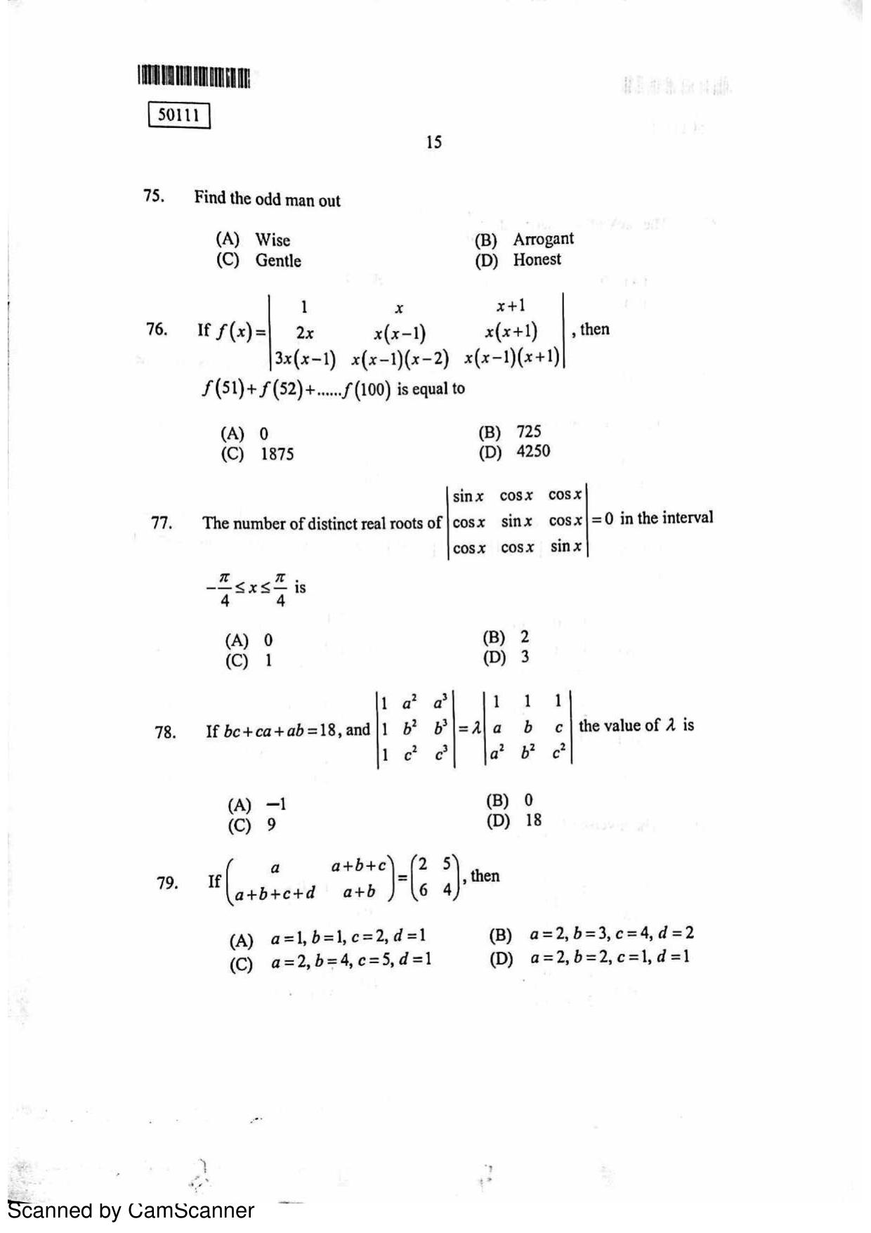 CUSAT CAT 2011 MCA Question Paper - Page 16