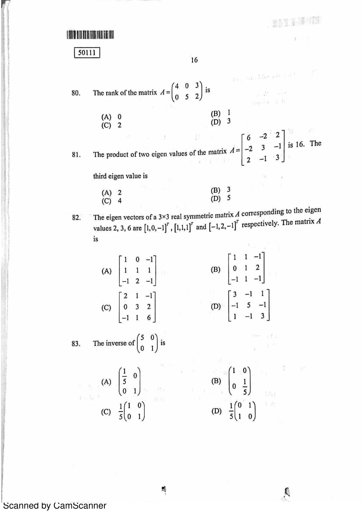 CUSAT CAT 2011 MCA Question Paper - Page 17