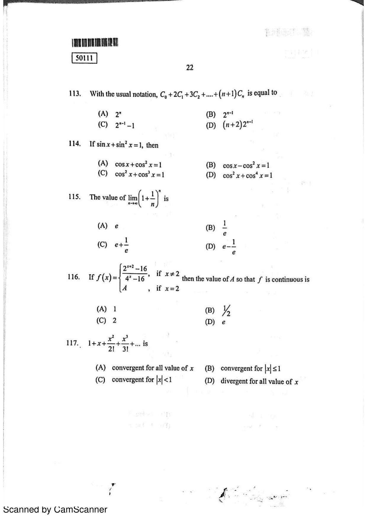 CUSAT CAT 2011 MCA Question Paper - Page 23