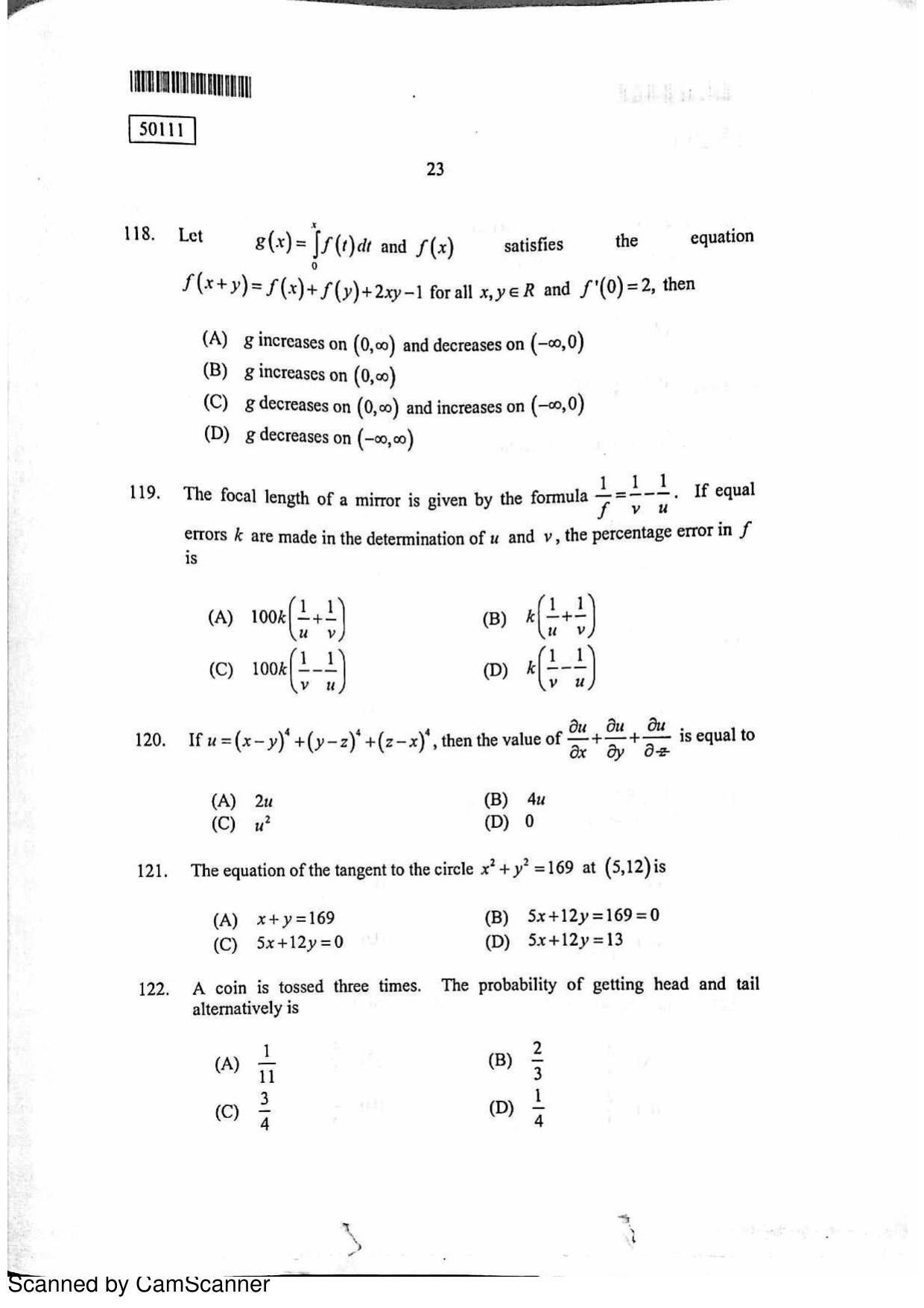 CUSAT CAT 2011 MCA Question Paper - Page 24
