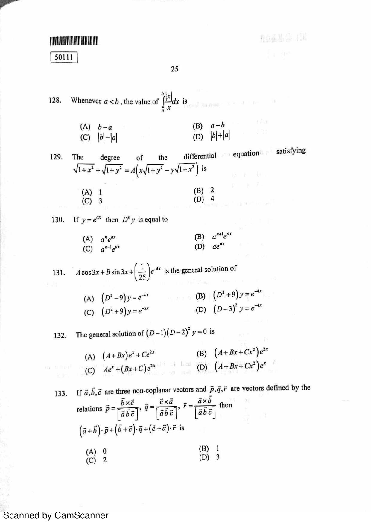 CUSAT CAT 2011 MCA Question Paper - Page 26