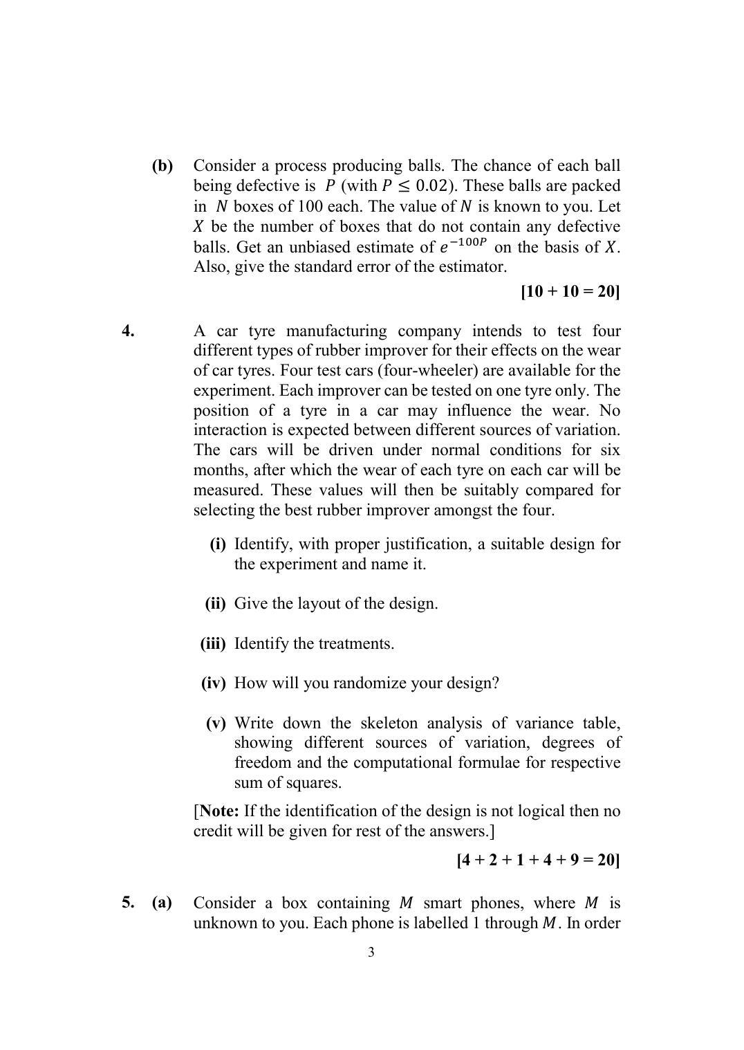 ISI Admission Test M.Tech (QROR) PQB 2018 Sample Paper - Page 3