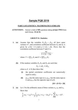 ISI Admission Test M.Tech (QROR) PQB 2018 Sample Paper