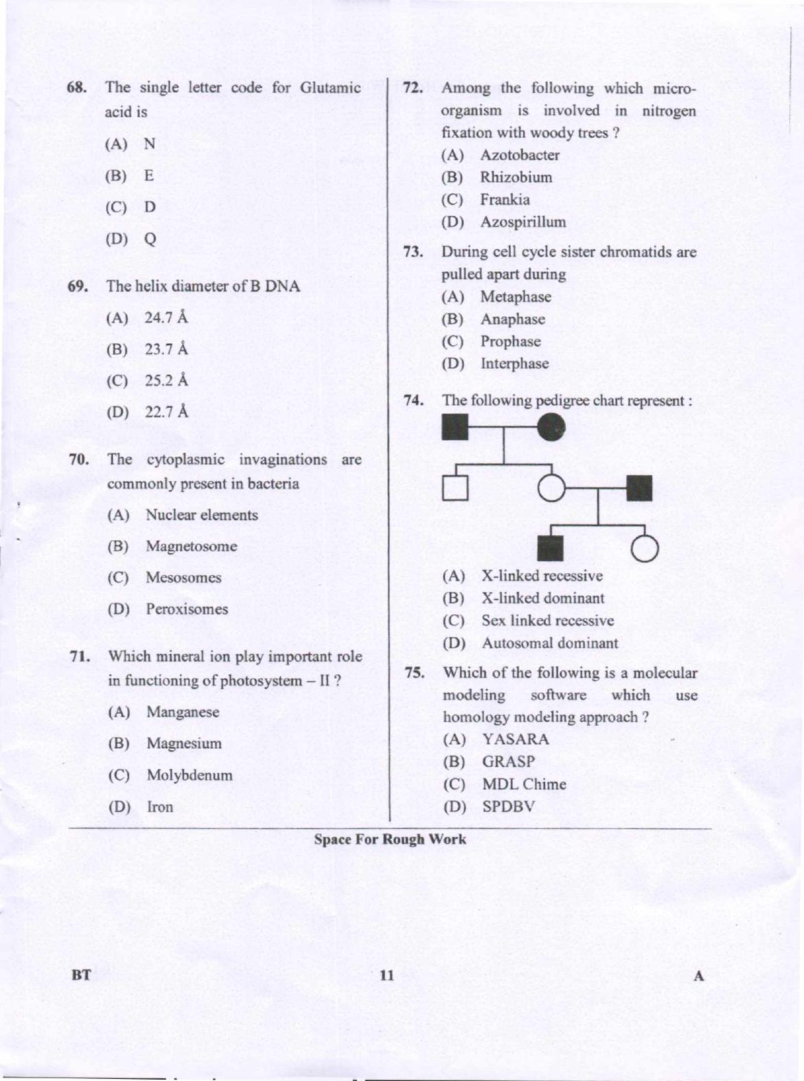 Karnataka PGCET 2018 Biotechnology Question Paper - Page 11
