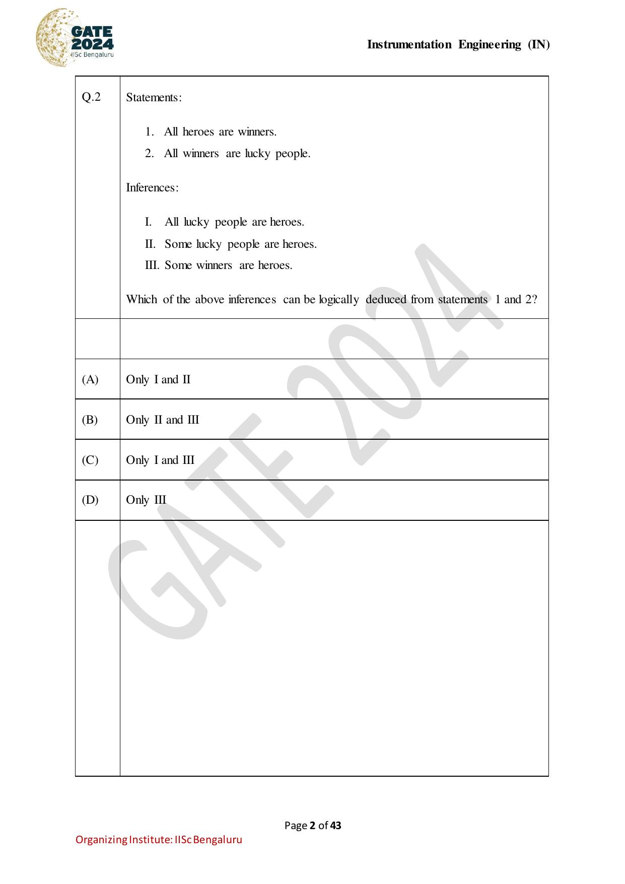 GATE 2024 Instrumentation Engineering (IN) Question Paper - Page 2