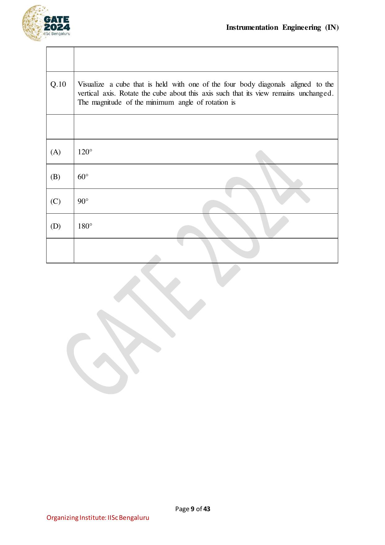 GATE 2024 Instrumentation Engineering (IN) Question Paper - Page 9