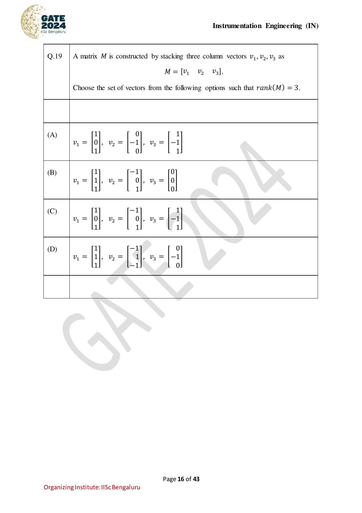 GATE 2024 Instrumentation Engineering (IN) Question Paper - Page 16