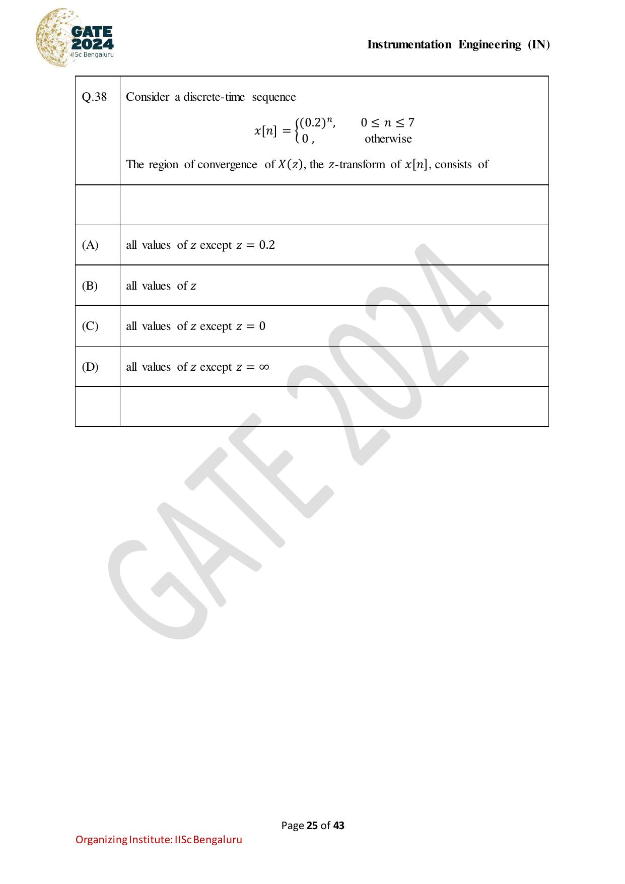 GATE 2024 Instrumentation Engineering (IN) Question Paper - Page 25