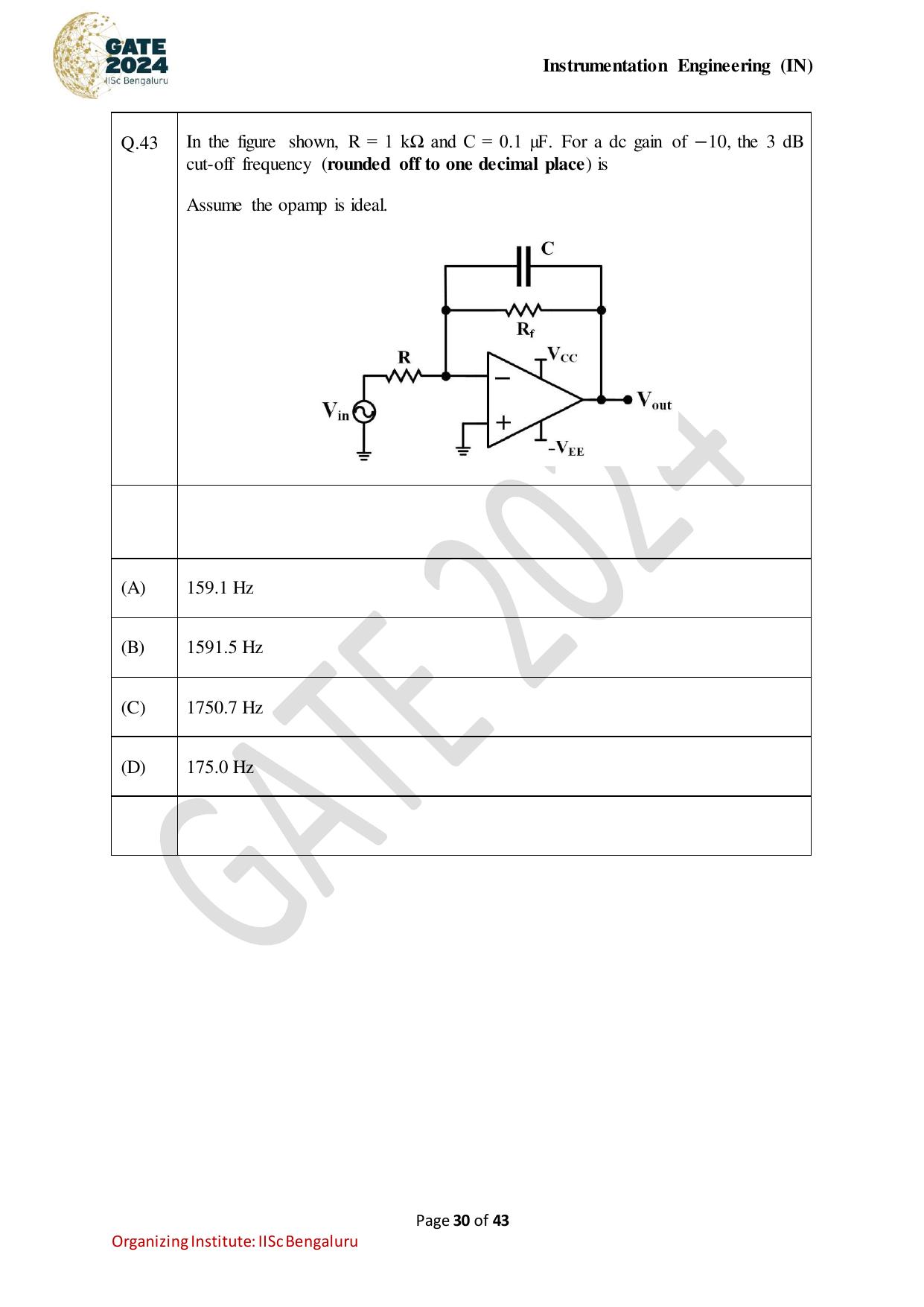 GATE 2024 Instrumentation Engineering (IN) Question Paper - Page 30