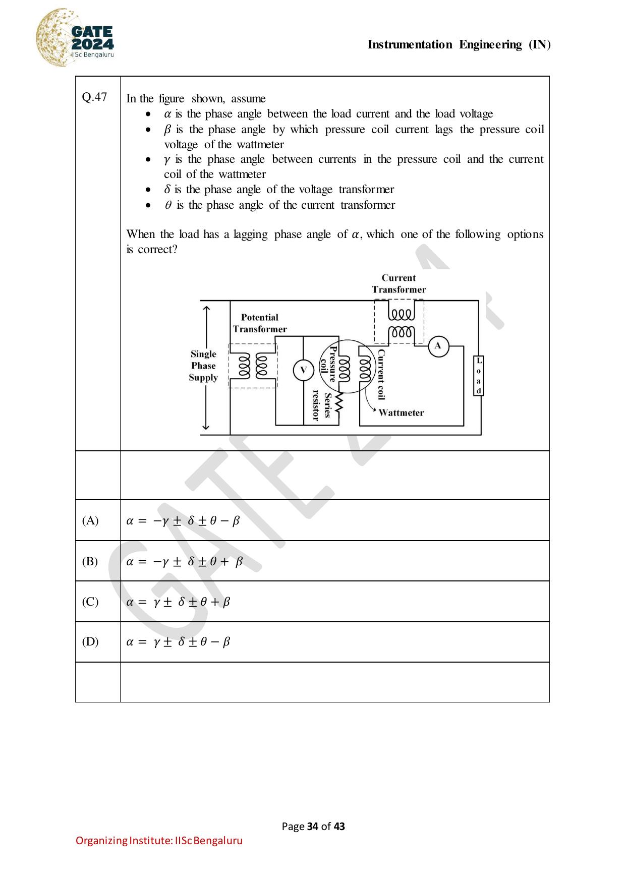 GATE 2024 Instrumentation Engineering (IN) Question Paper - Page 34