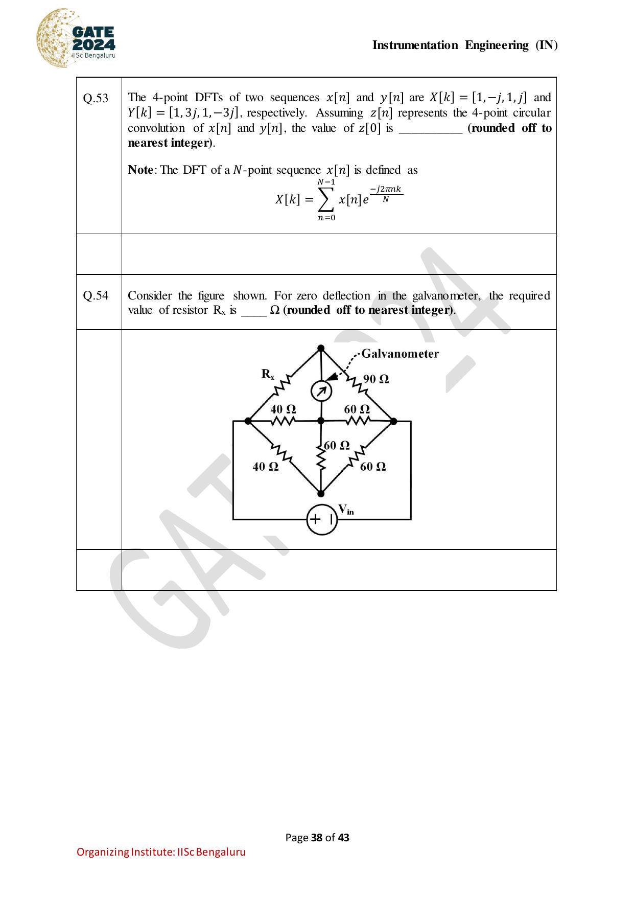 GATE 2024 Instrumentation Engineering (IN) Question Paper - Page 38