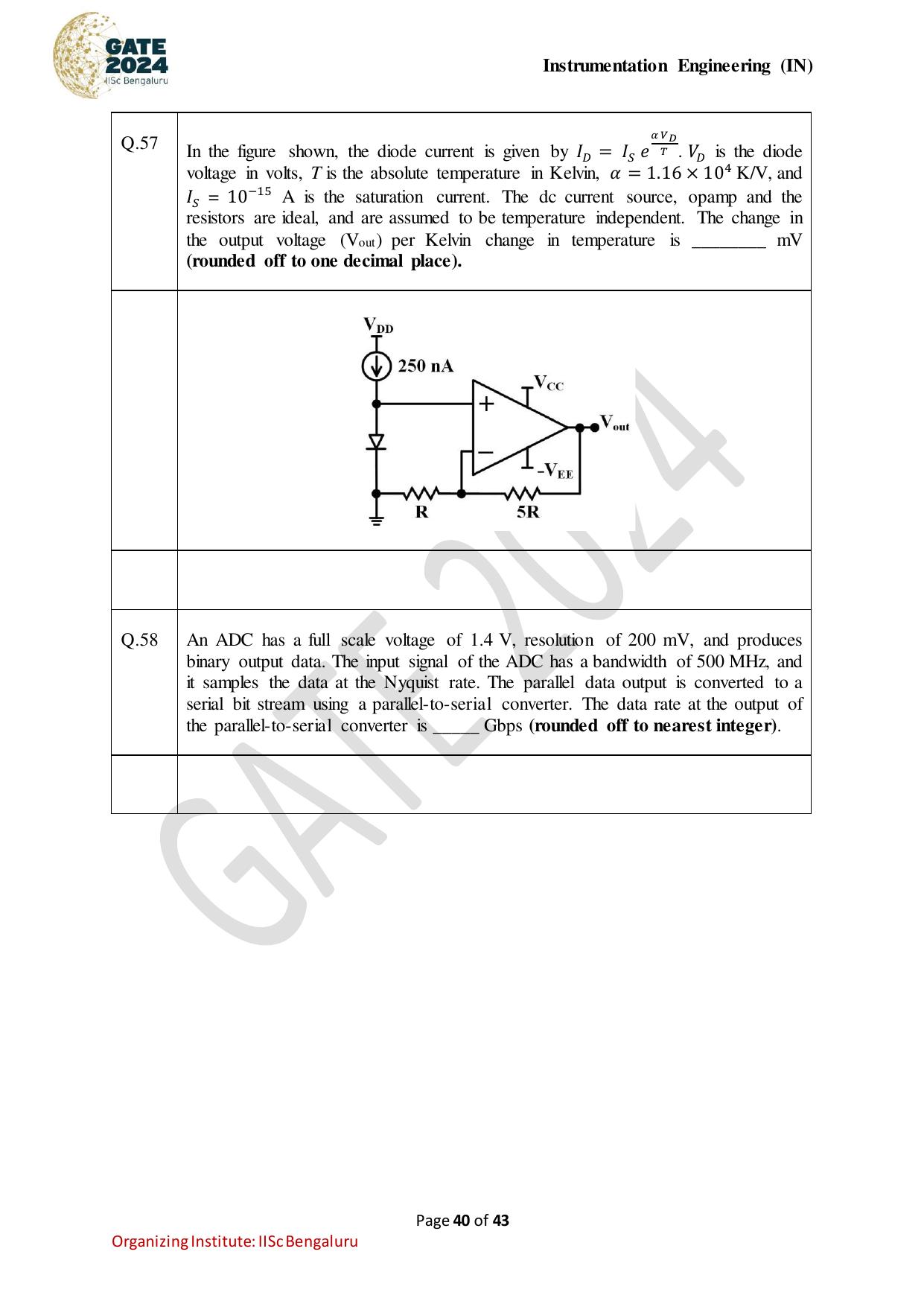 GATE 2024 Instrumentation Engineering (IN) Question Paper - Page 40