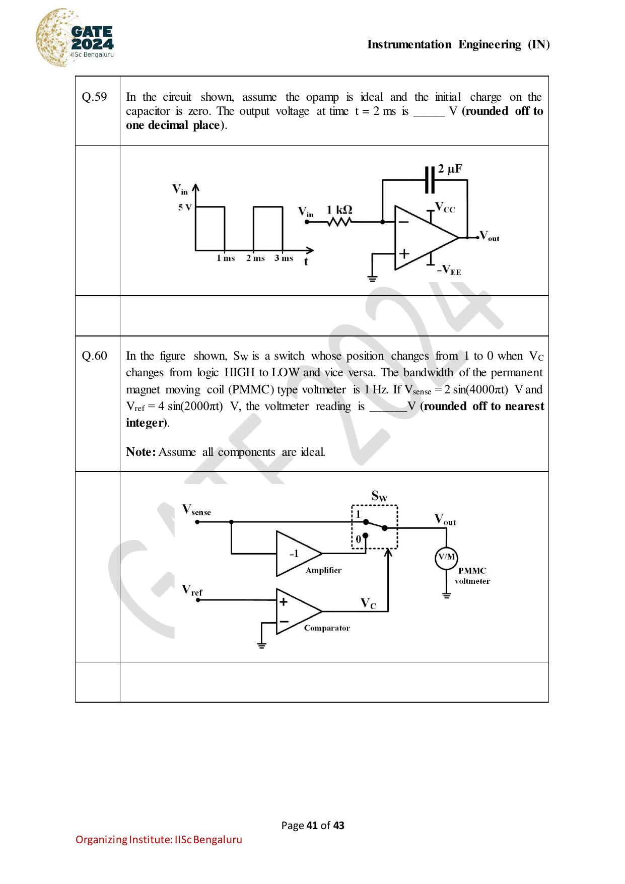 GATE 2024 Instrumentation Engineering (IN) Question Paper - Page 41