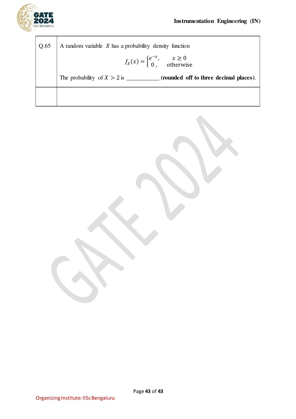 GATE 2024 Instrumentation Engineering (IN) Question Paper - Page 43