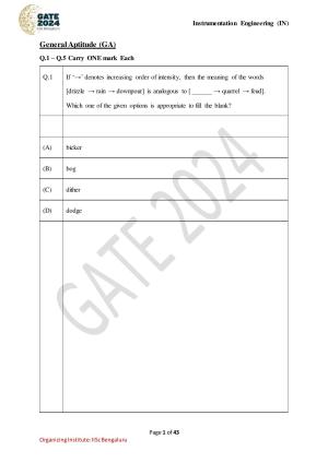 GATE 2024 Instrumentation Engineering (IN) Question Paper