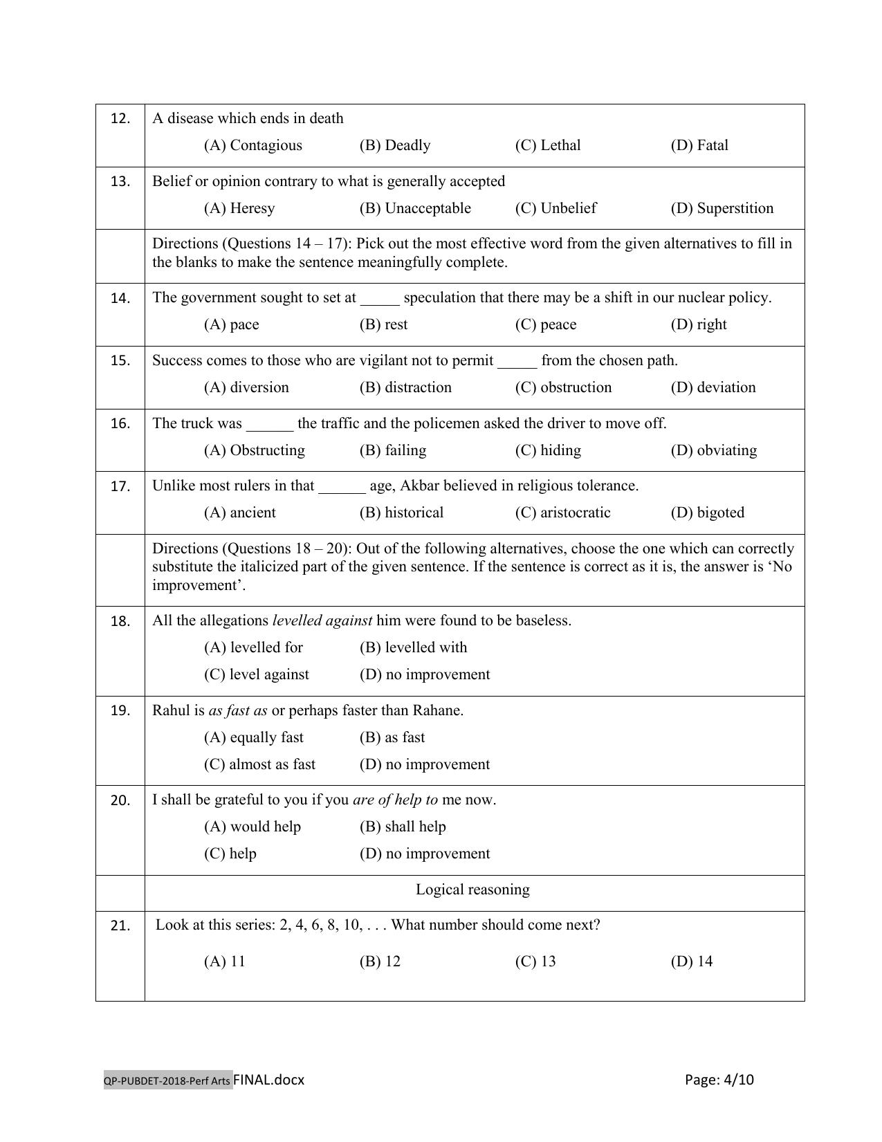 PUBDET 2017 Performing Arts Question Papers - Page 4