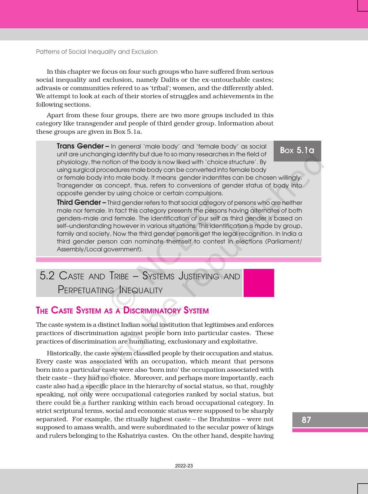 NCERT Book for Class 12 Sociology (Indian Society) Chapter 5 Patterns of Social Inequality and Exclusion - Page 7