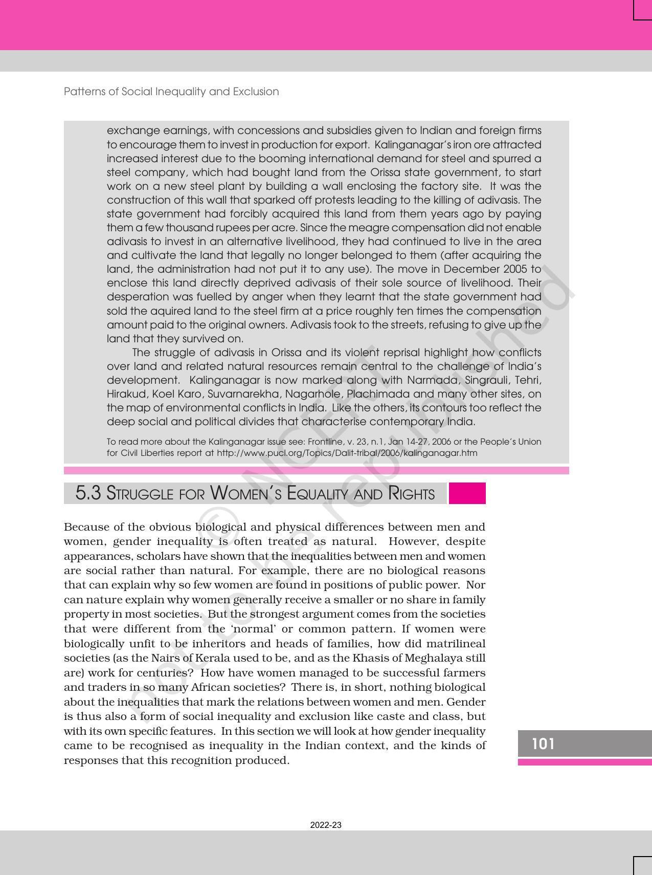 NCERT Book for Class 12 Sociology (Indian Society) Chapter 5 Patterns of Social Inequality and Exclusion - Page 21
