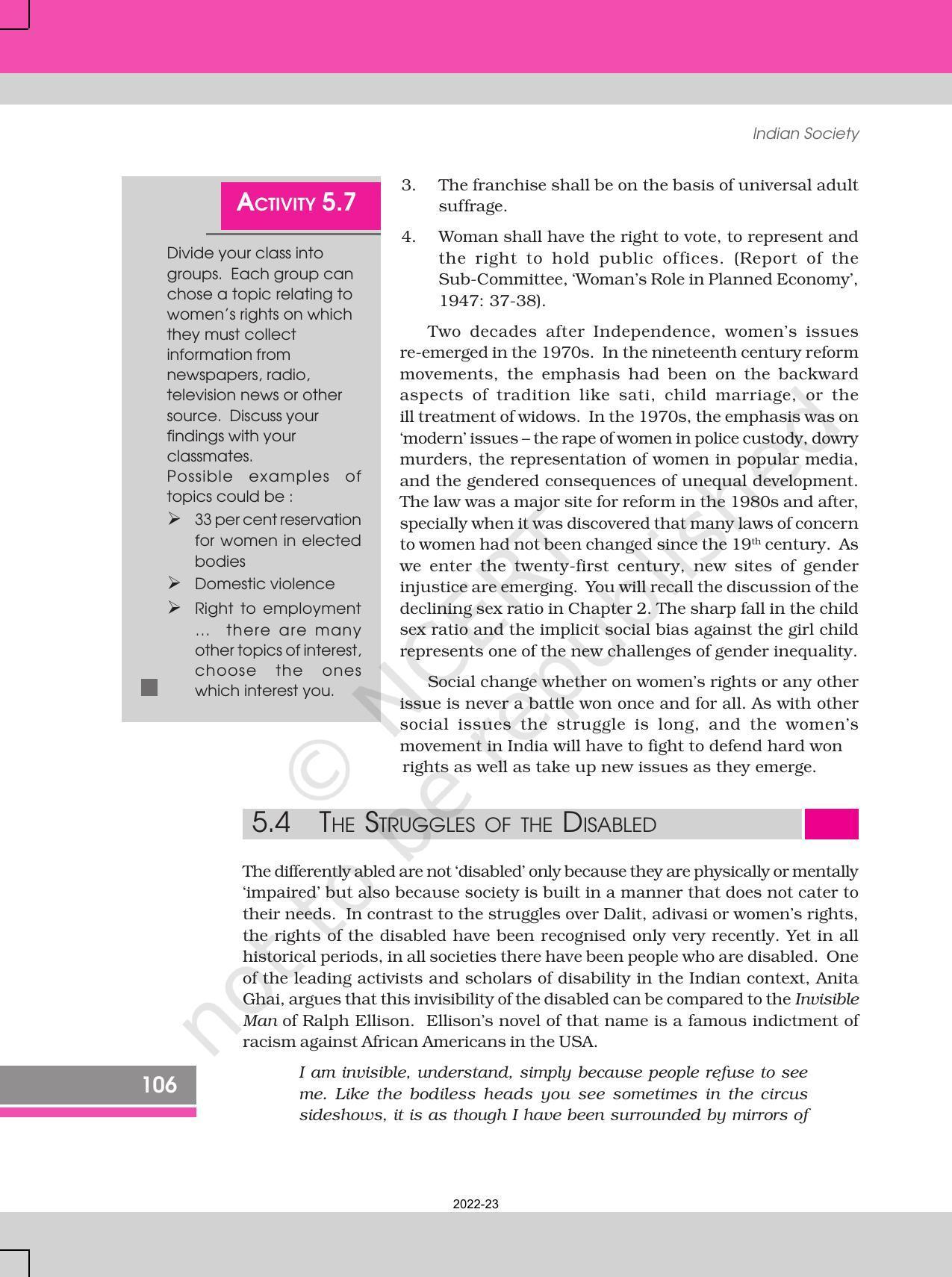 NCERT Book for Class 12 Sociology (Indian Society) Chapter 5 Patterns of Social Inequality and Exclusion - Page 26