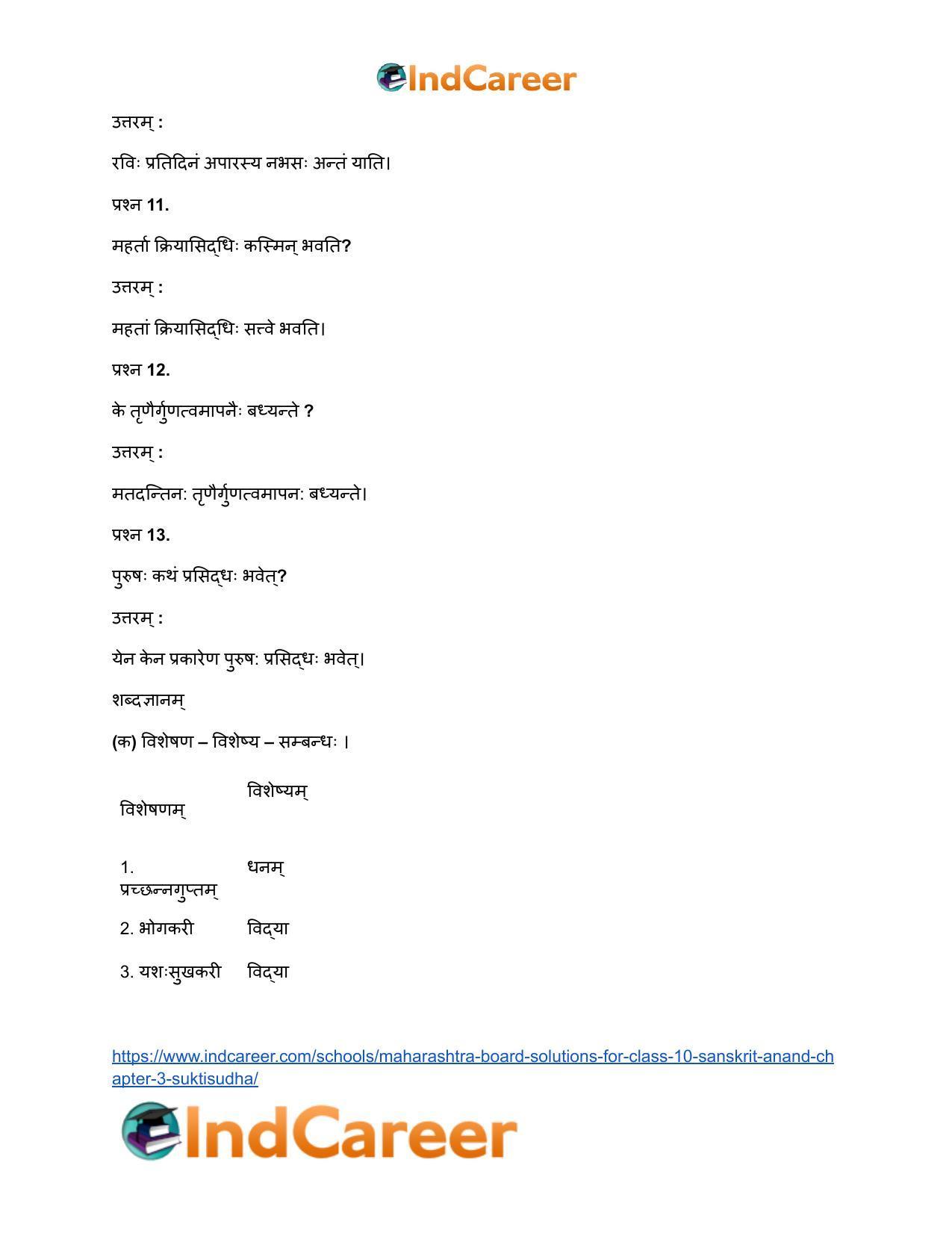 Maharashtra Board Solutions for Class 10- Sanskrit Anand: Chapter 3- सूक्तिसुधा - Page 12