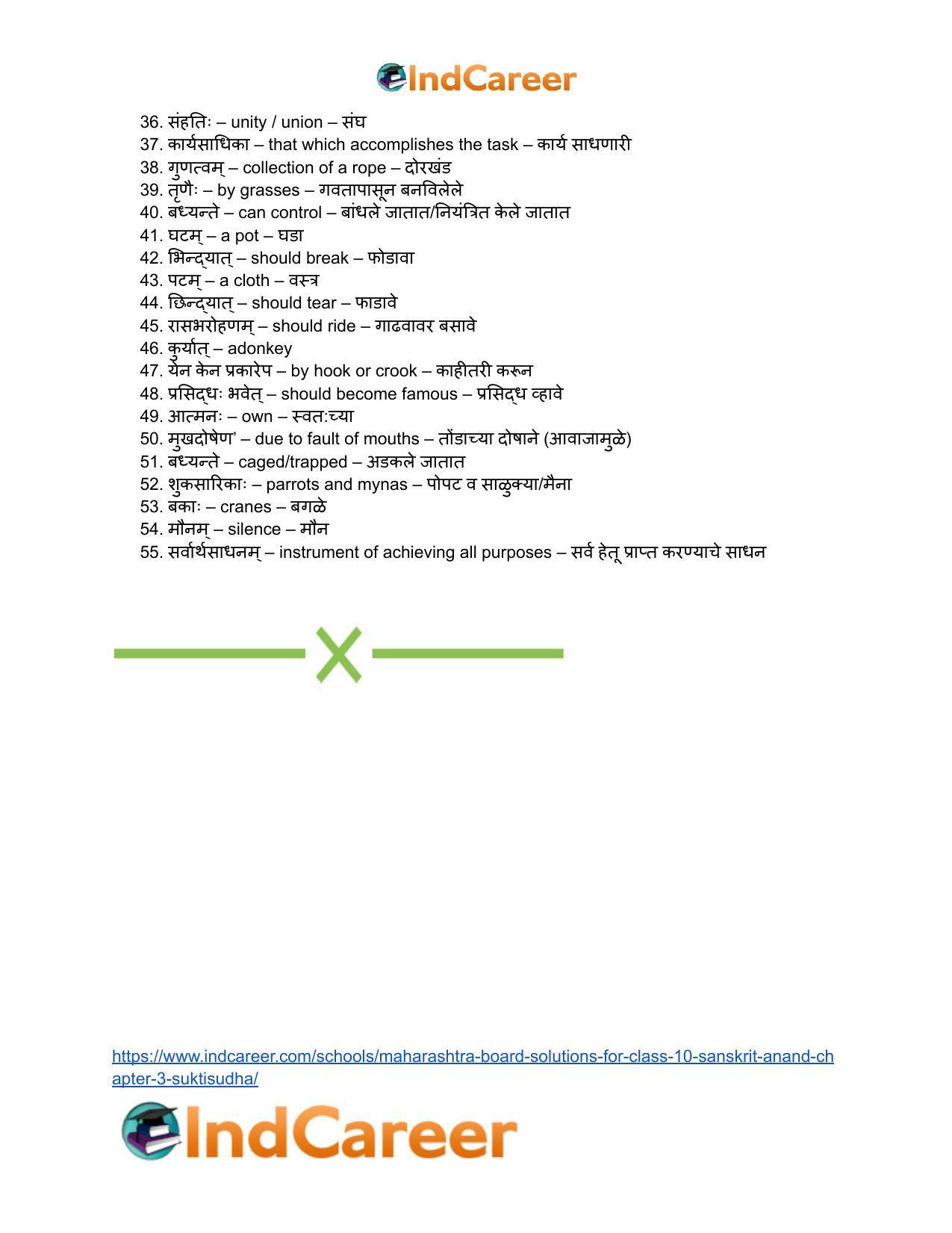 Maharashtra Board Solutions for Class 10- Sanskrit Anand: Chapter 3- सूक्तिसुधा - Page 22