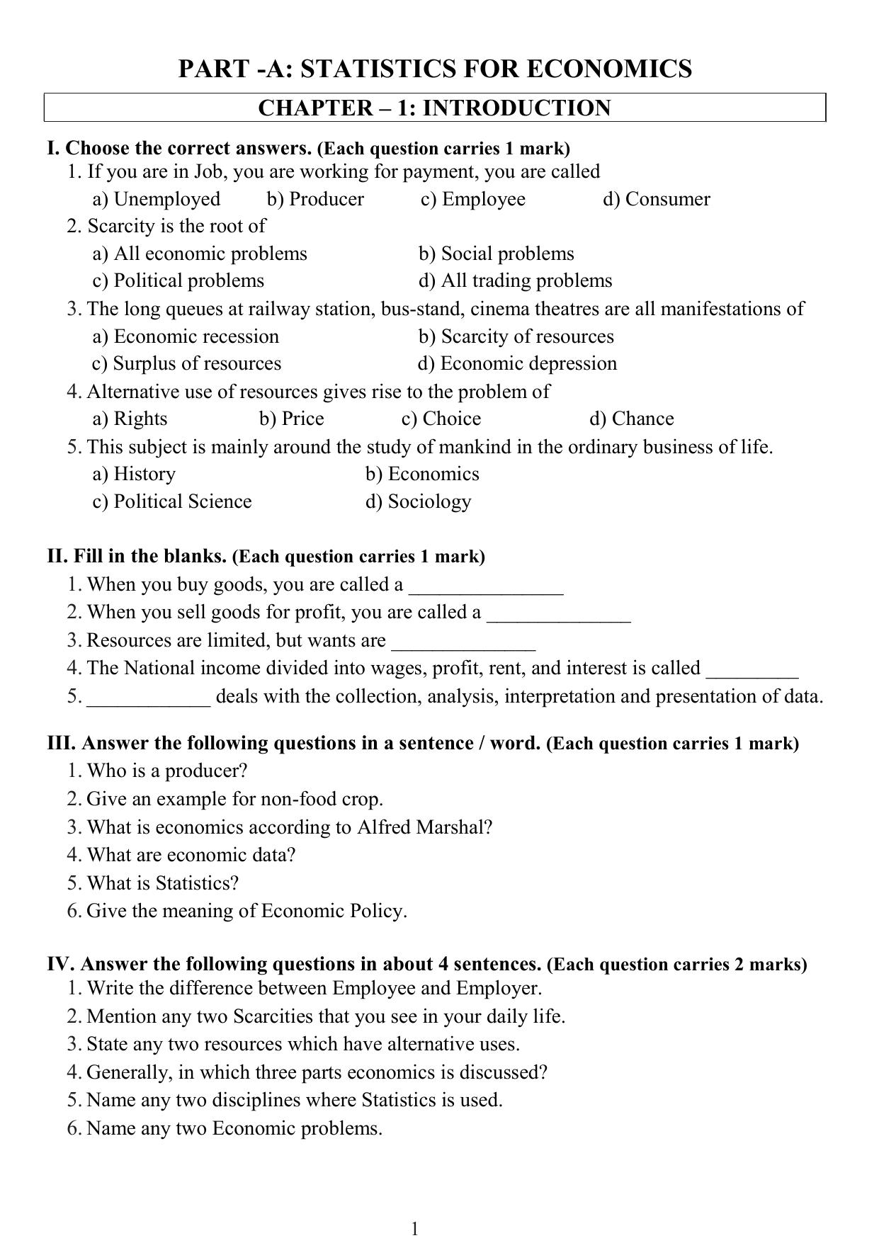 Karnataka 1st PUC Question Bank 2025 - Economics English - Page 3