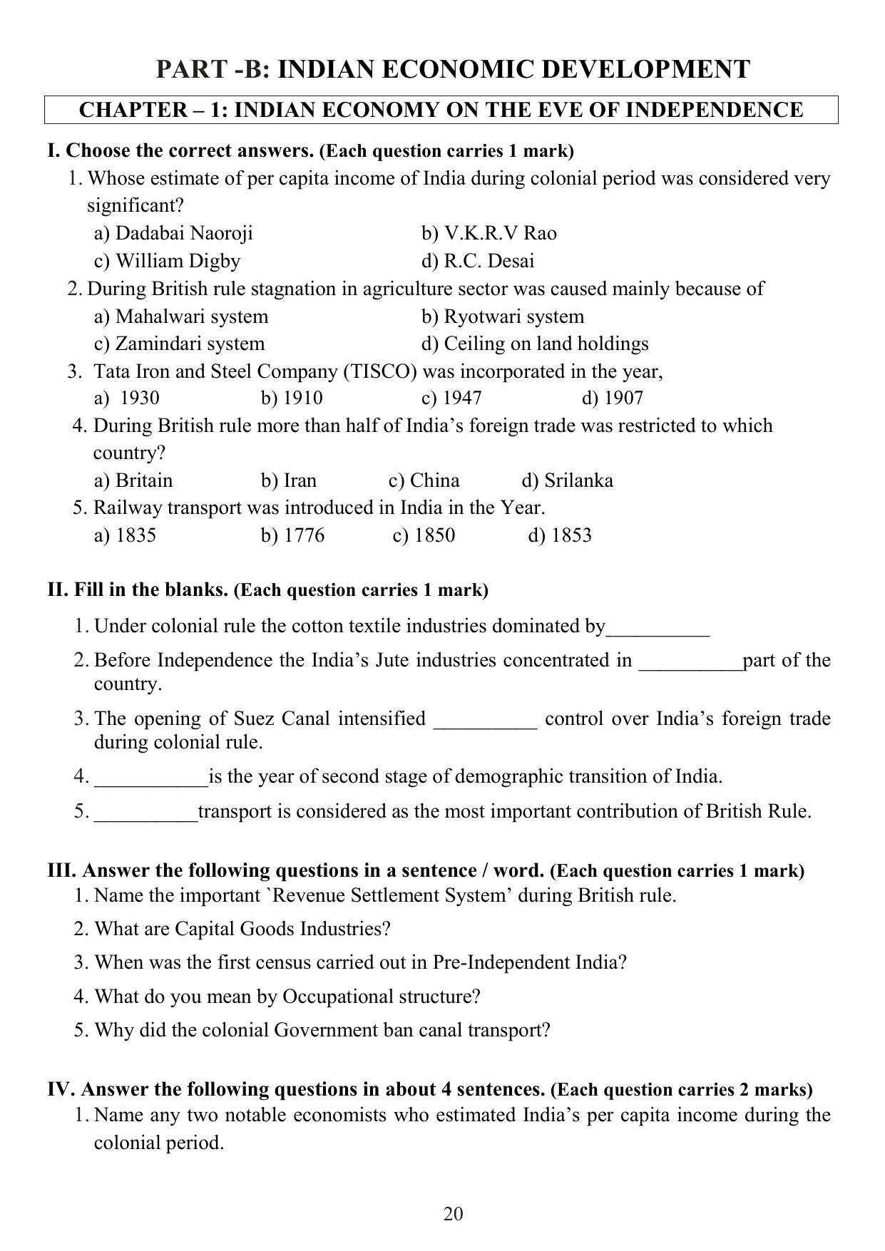 Karnataka 1st PUC Question Bank 2025 - Economics English - Page 22