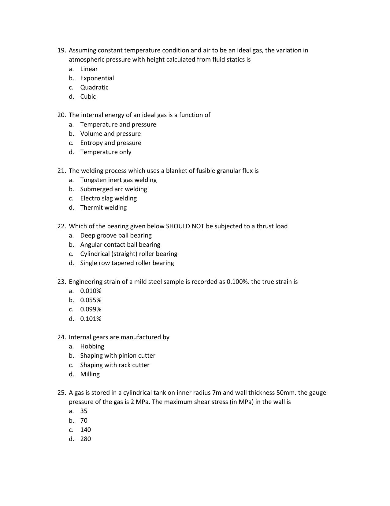 IMU CET M.Tech (for Mechanical Engineering Graduates) Sample Paper - Page 4