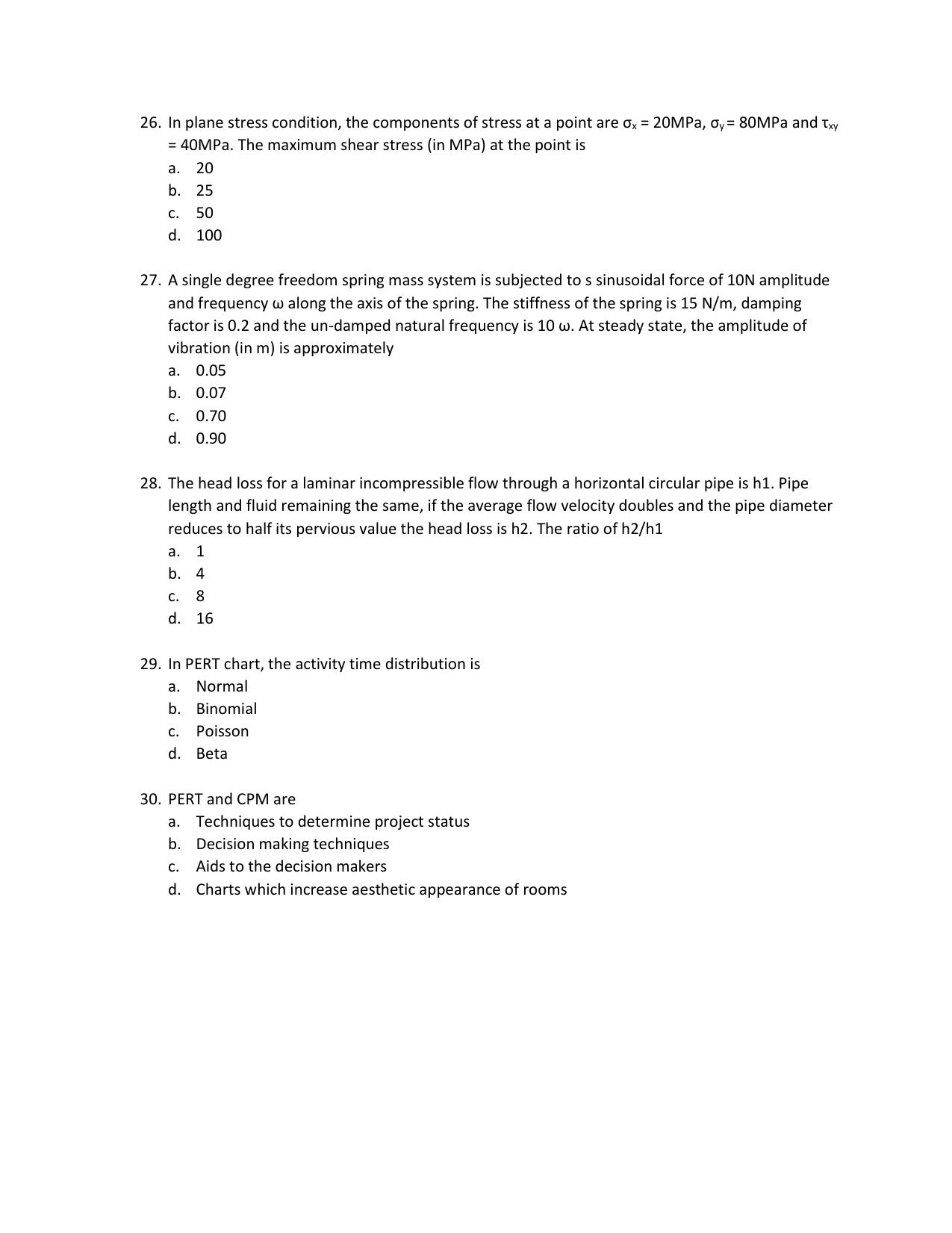 IMU CET M.Tech (for Mechanical Engineering Graduates) Sample Paper - Page 5