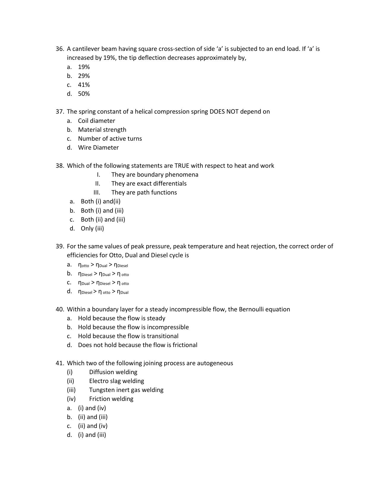 IMU CET M.Tech (for Mechanical Engineering Graduates) Sample Paper - Page 7