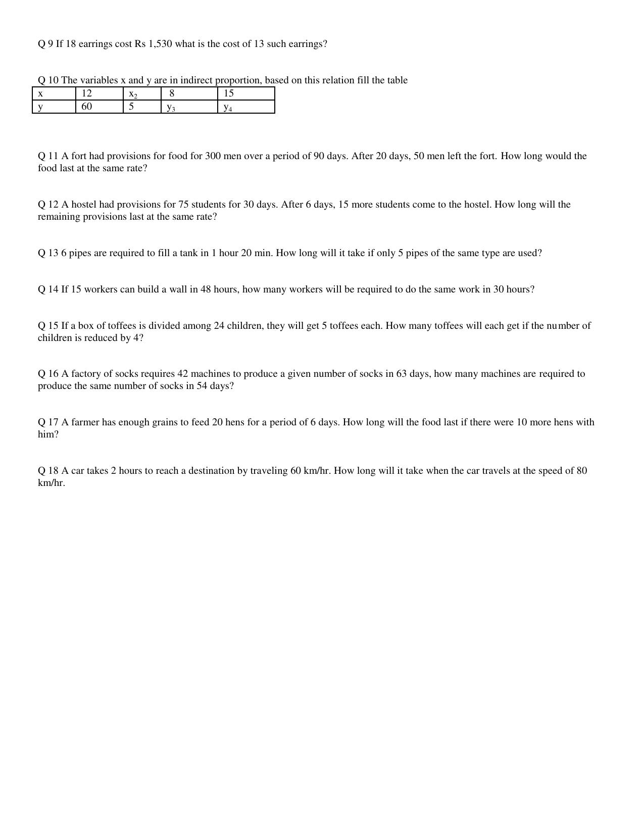 CBSE Worksheets for Class 8 Mathematics Direct and Inverse Proportions Assignment 1 - Page 4