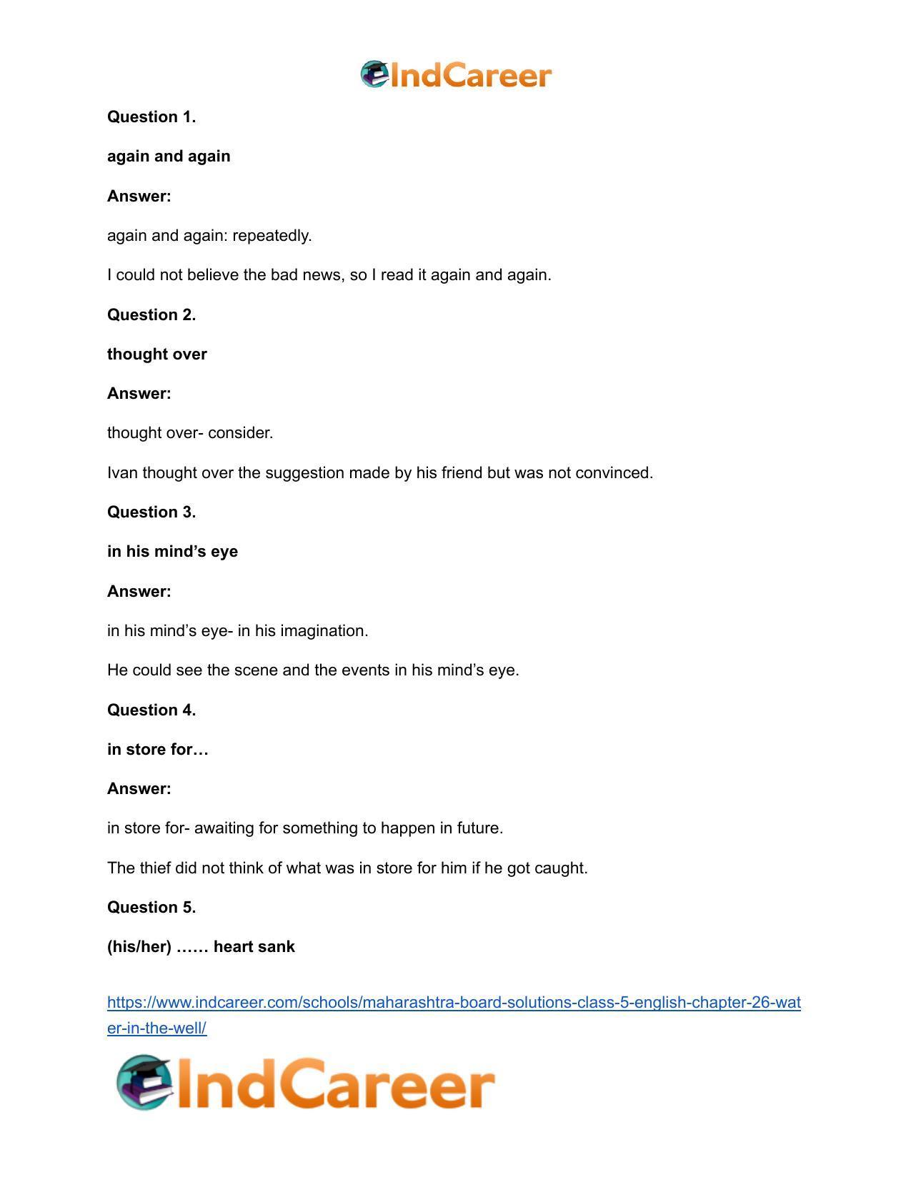 Maharashtra Board Solutions Class 5-English: Chapter 26- Water in the Well - Page 4